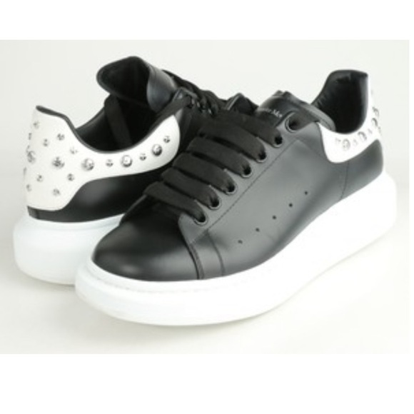 Alexander McQueen Black/White Leather Oversized Studded Sneakers
